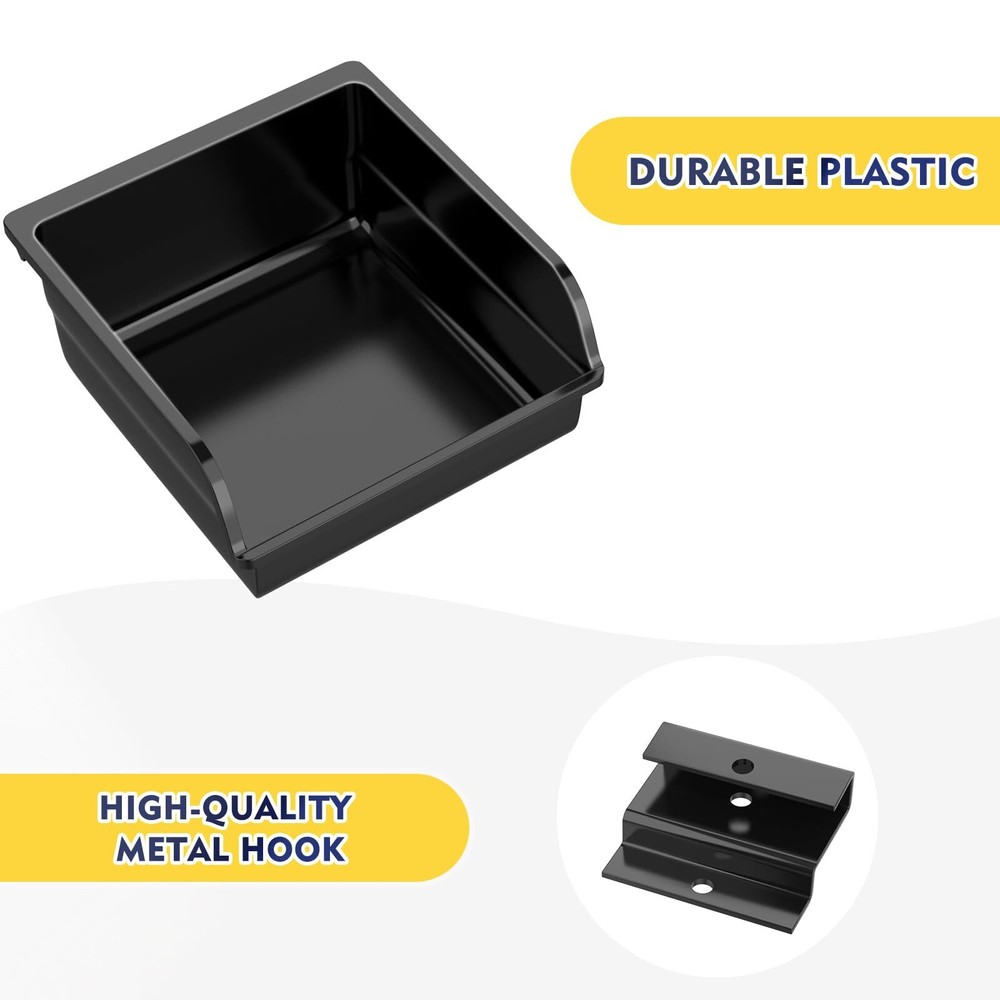 6 Pack Slatwall Bins with Hooks Plastic Slatwall Organizer Slatwall Container...