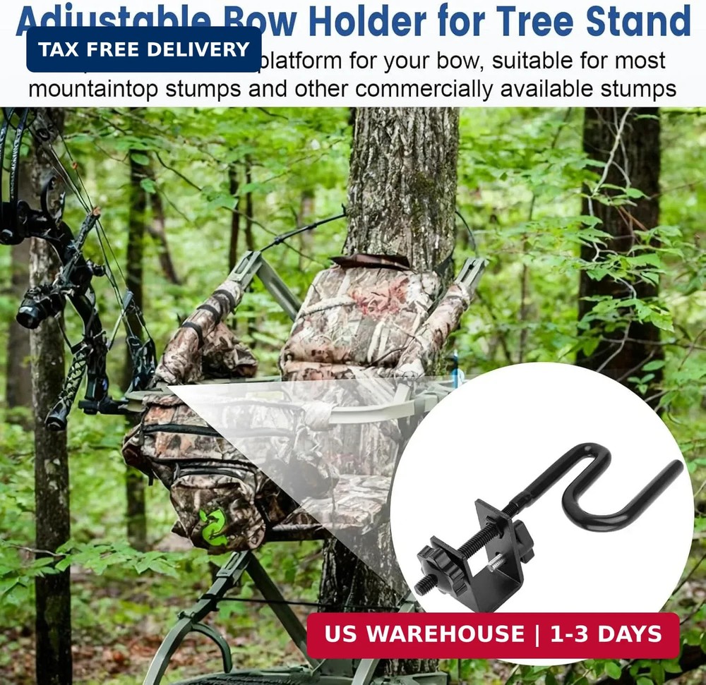 QCG Tree Stand Bow Holder - 360 Fork Rotation Angle Crossbow Holder Archery Comp