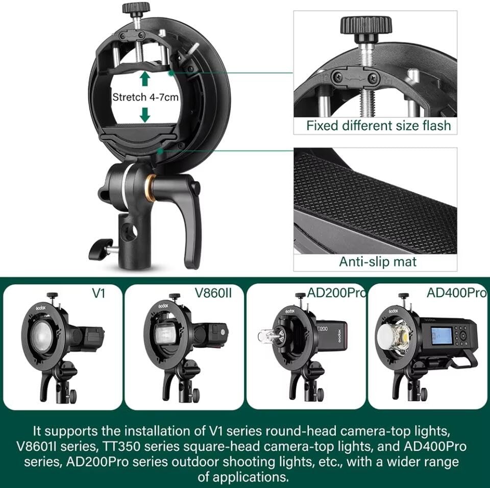 S2 Speedlite S-Type Bracket, Speedlight Bowens Mount Compatible with Camera F...