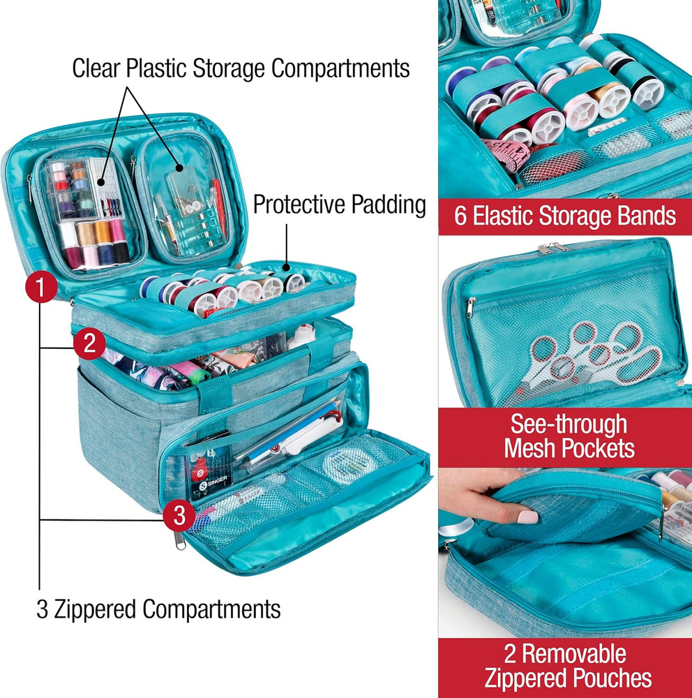 Sewing Accessories Organizer (Bag Only) – Double Layer Portable Sewing Storage B
