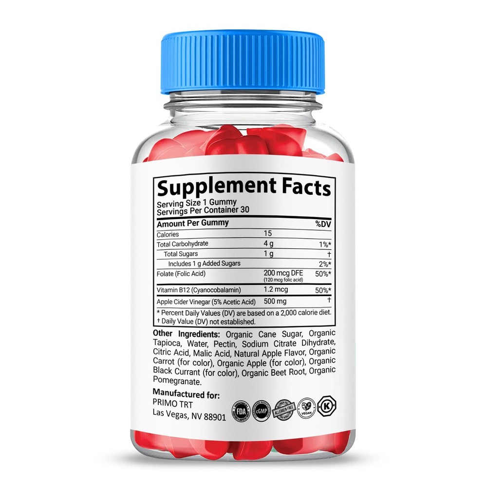 Primo TRT Gummies, All Natural Formula, Maximum Strength, PrimoTRT (2 pack)