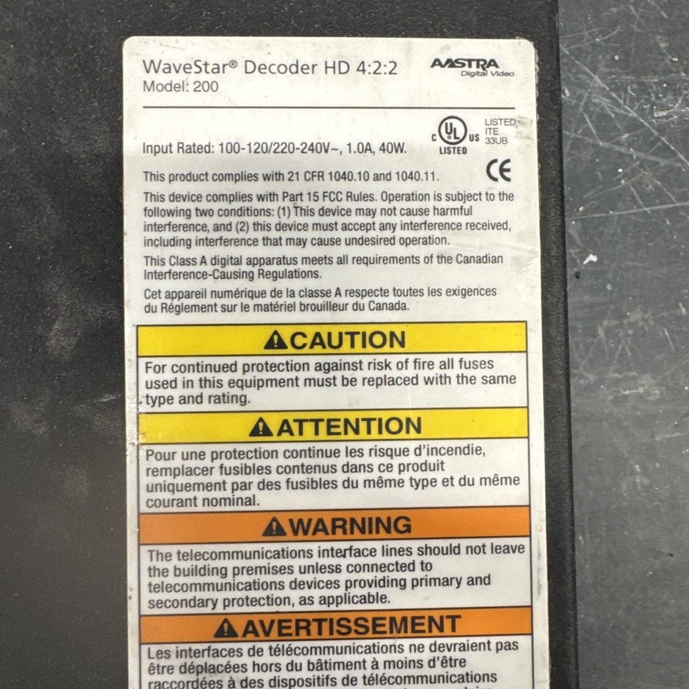 Harris NETplus Model 200 MPEG-2 Audio-Video Decoder