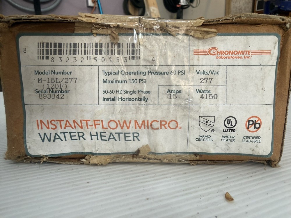 Chronomite Micro Mix Water Heater Electric Tankless M-15L/277-MM (104F) Open Box