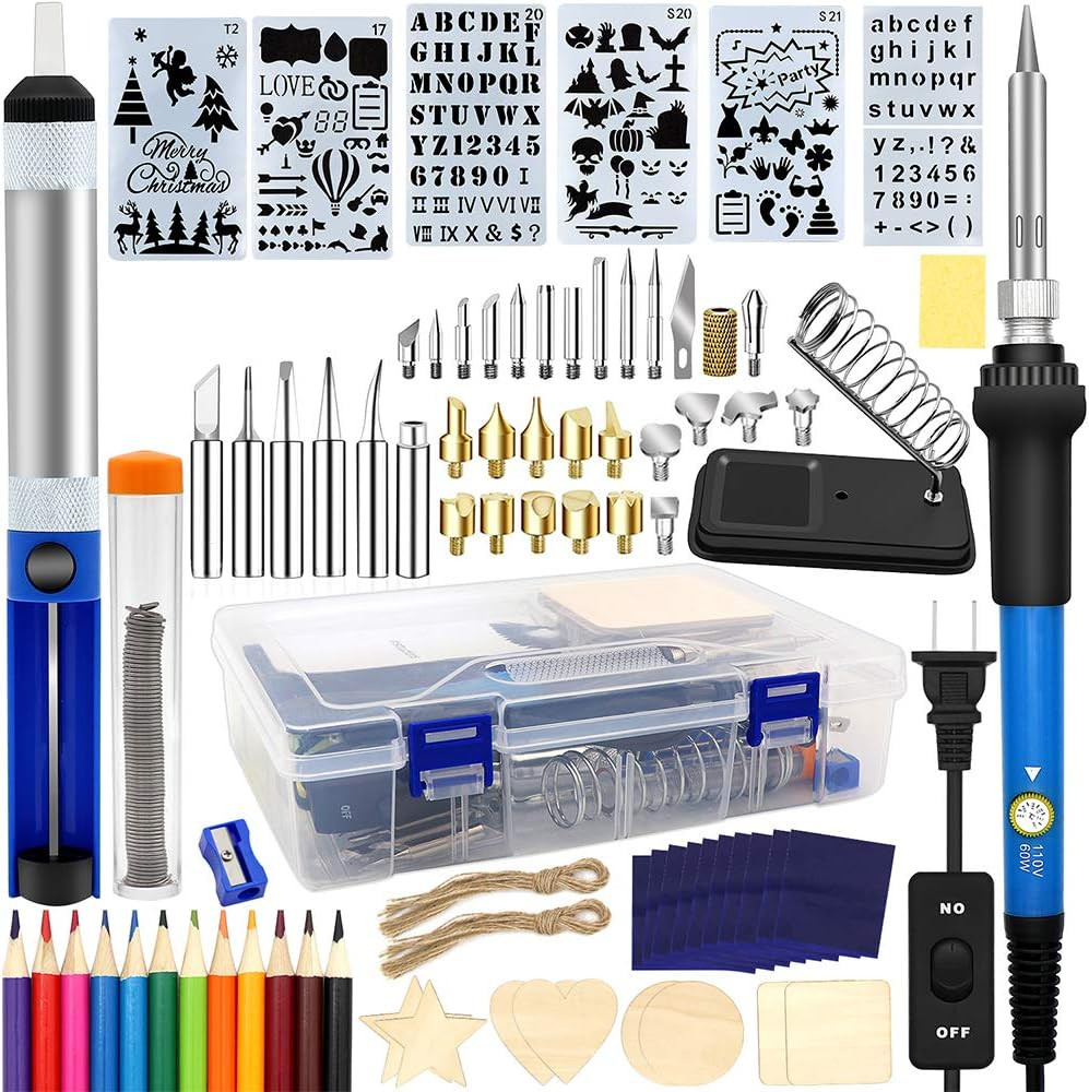 Wood Burning Kit 95Pcs, Soldering Pen with Adjustable On-Off Switch Control ...