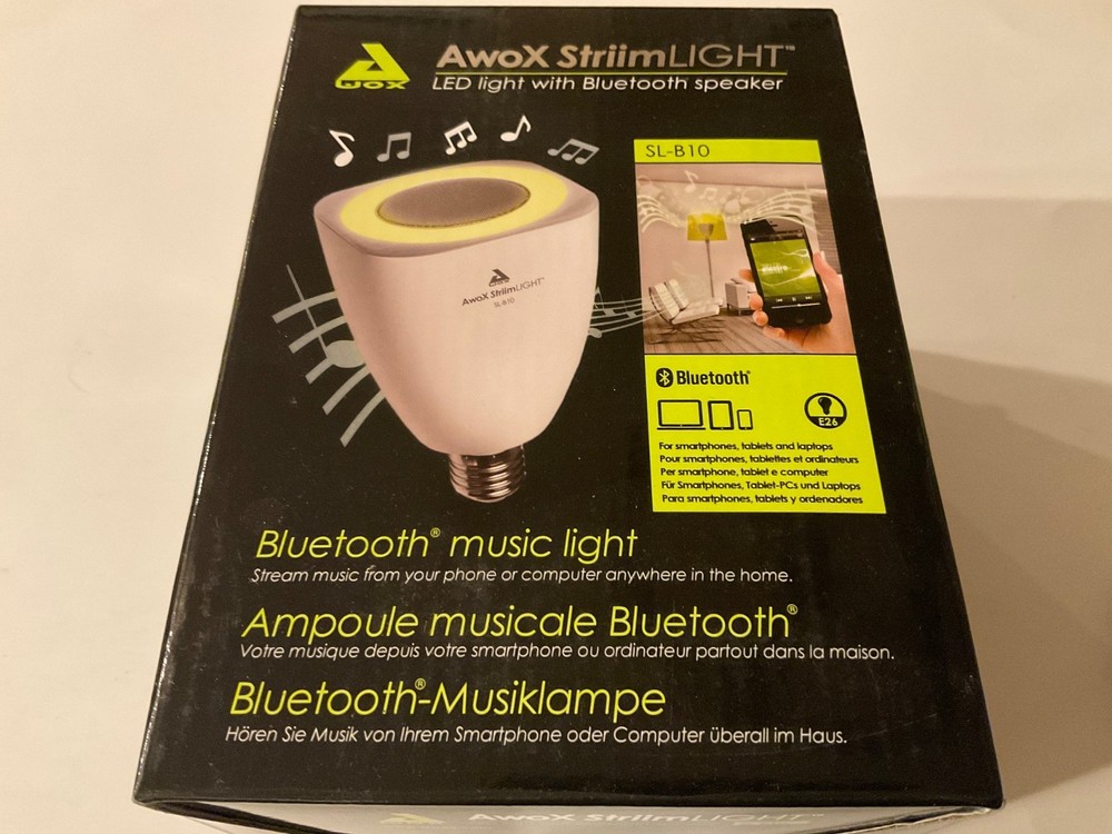 Awox StriimLight LED Light With Bluetooth Speaker SL-B10 Brand New