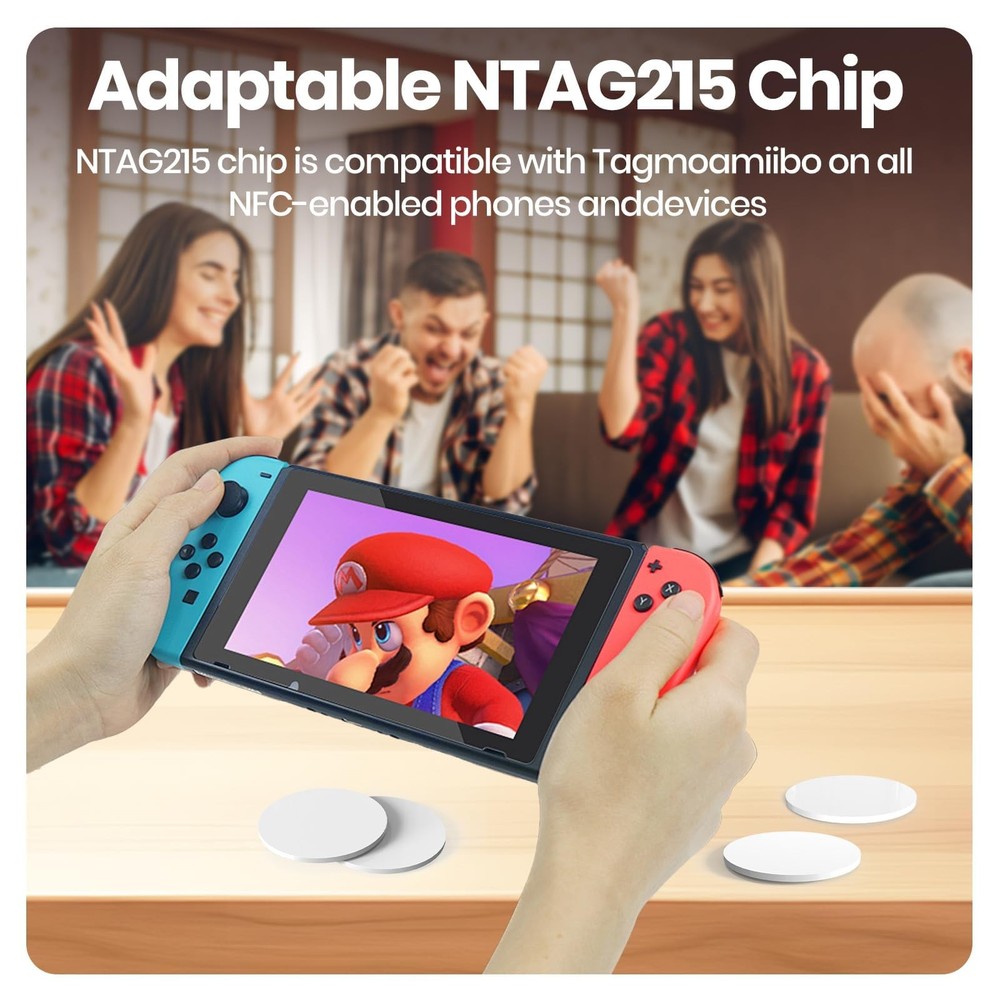 50Pcs NFC Tags NTAG215 - Blank Rewritable NFC Cards, 504 Bytes Memory, Compatibl