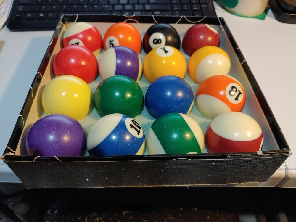 Vintage Billard Pool Ball Set BLACK BOX