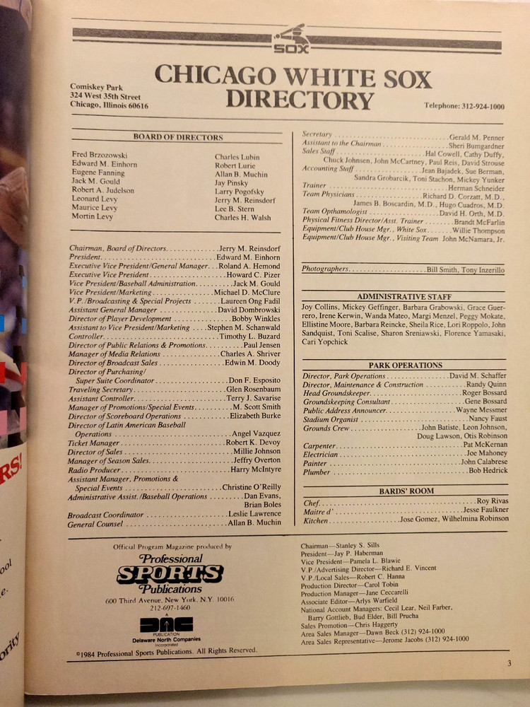 4/7/84 JACK MORRIS NO-HITTER PROGRAM at Chicago White Sox SCORED