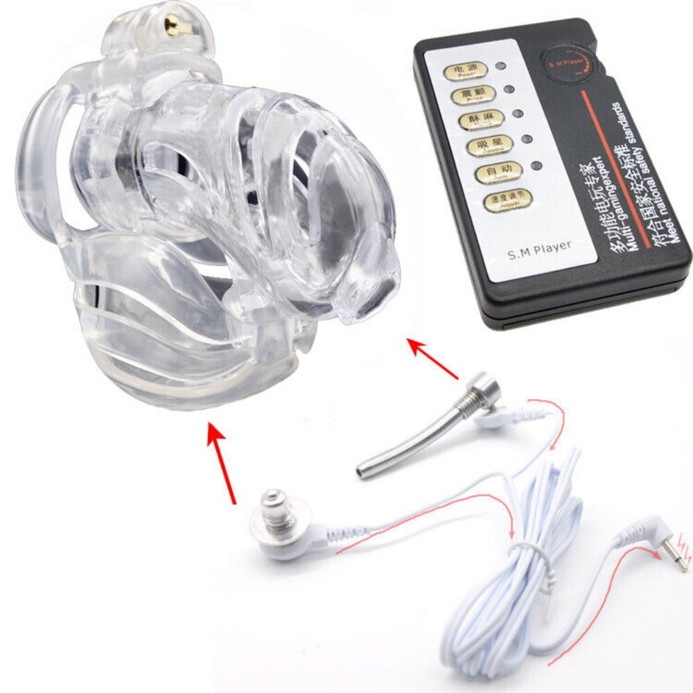 Restraint Male Chastity Device Cage Electric Device Control Shock Lockdown BDSM