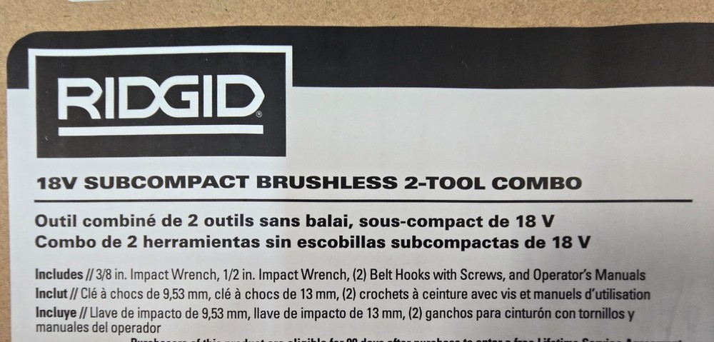 Ridgid 18V SubCompact Brushless 2-Tool Combo ~ TOOL ONLY