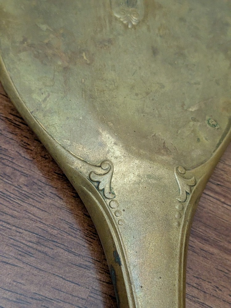Antique Victorian Hand Held Vanity Mirror Engraved Initials