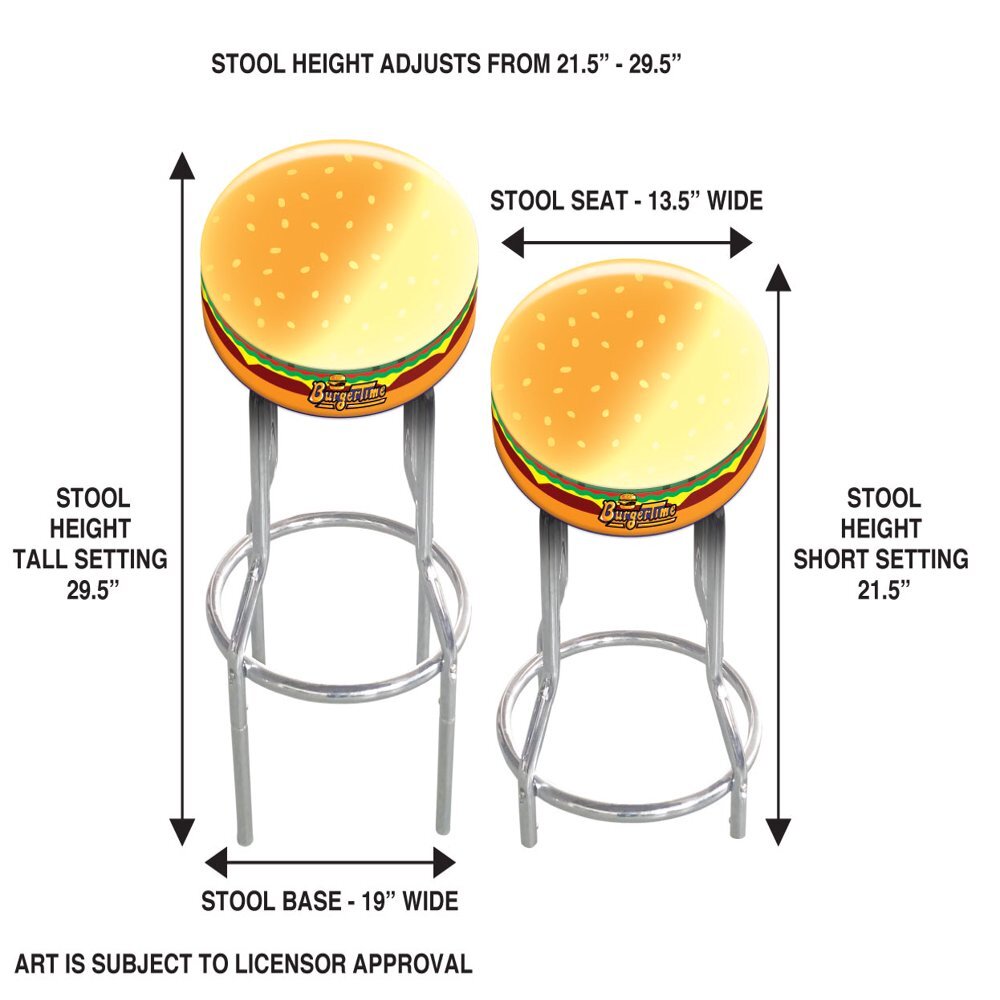 Burger Time 21.5" to 29.5" Adjustable Arcade Stool,