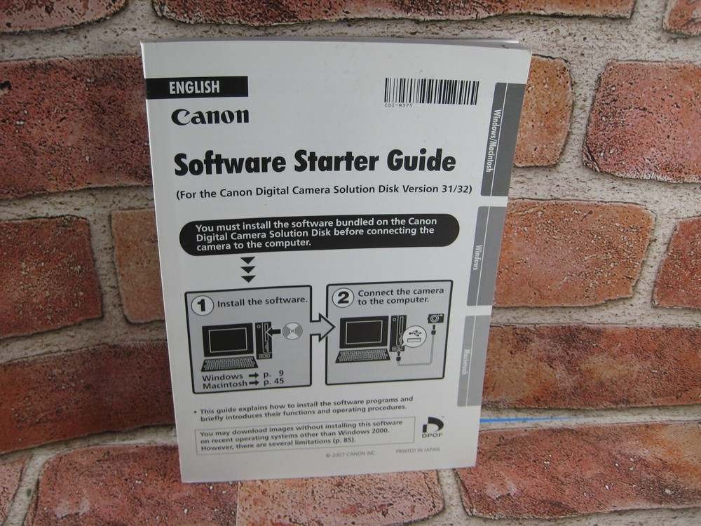 Canon Software Starter Guide (Disk Ver.31/32) (2 languages E,S) 2007