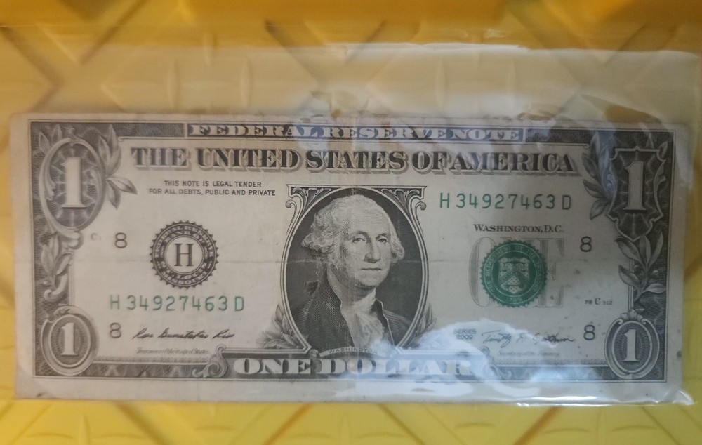 Error 2009 MIS-CUT FEDERAL RESERVE $1 NOTE