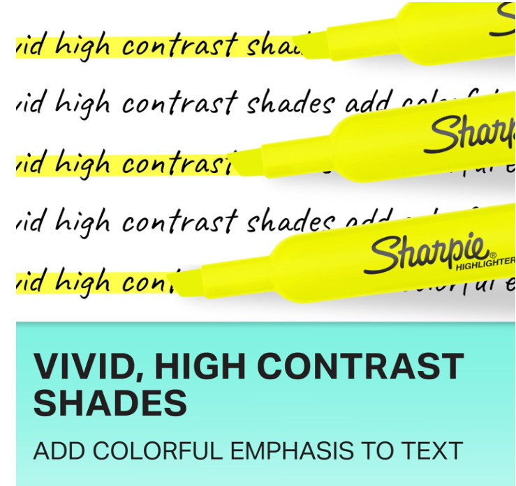 SHARPIE Tank Style Highlighters, Chisel Tip, Fluorescent Yellow, 4 Count