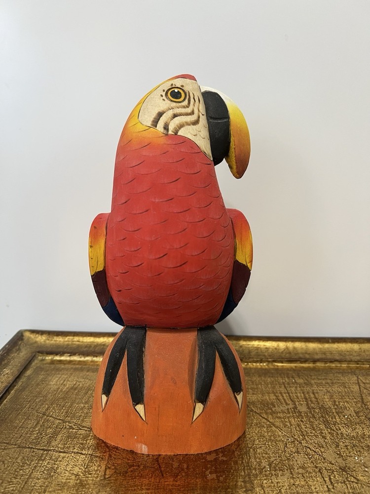 HANDMADE BALSA WOOD MACAW FIGURINES