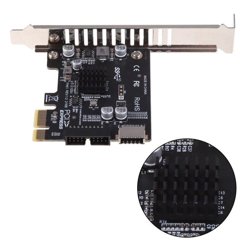 PCIE to USB3.0 Type-E Front Type-C 19P 20P Expansion Card