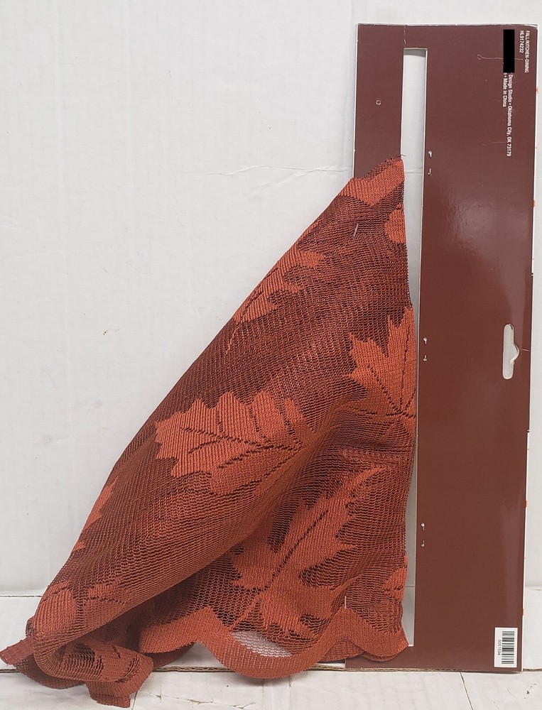 Thin Lace Fabric Table Runner (13"x72") FALL, BROWN RUST LEAVES & ACORNS, HL