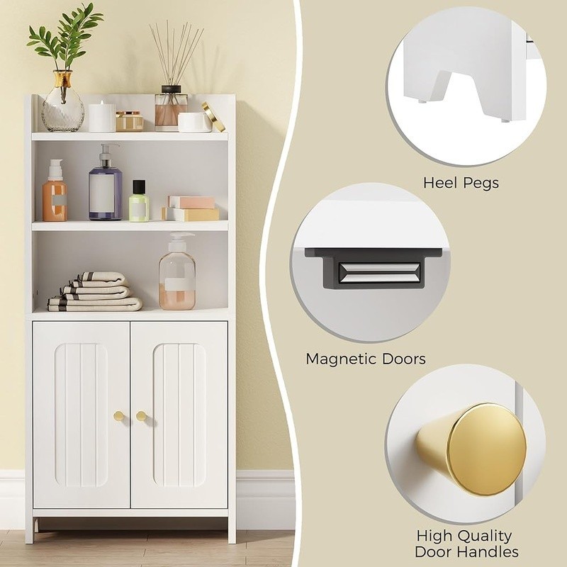 Narrow Bathroom Storage Cabinet Adjustable Shelves Space Saving Organizer Unit