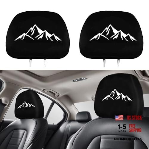 2 Pack Headrest Covers Compatible with Mountain Range Mountain Black-Mountain