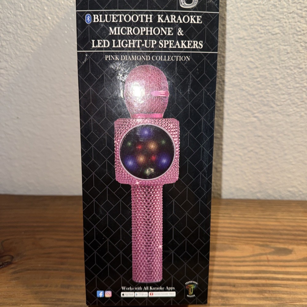 Wireless Express Sing-along Pink Bling Karaoke Microphone Bluetooth Speaker
