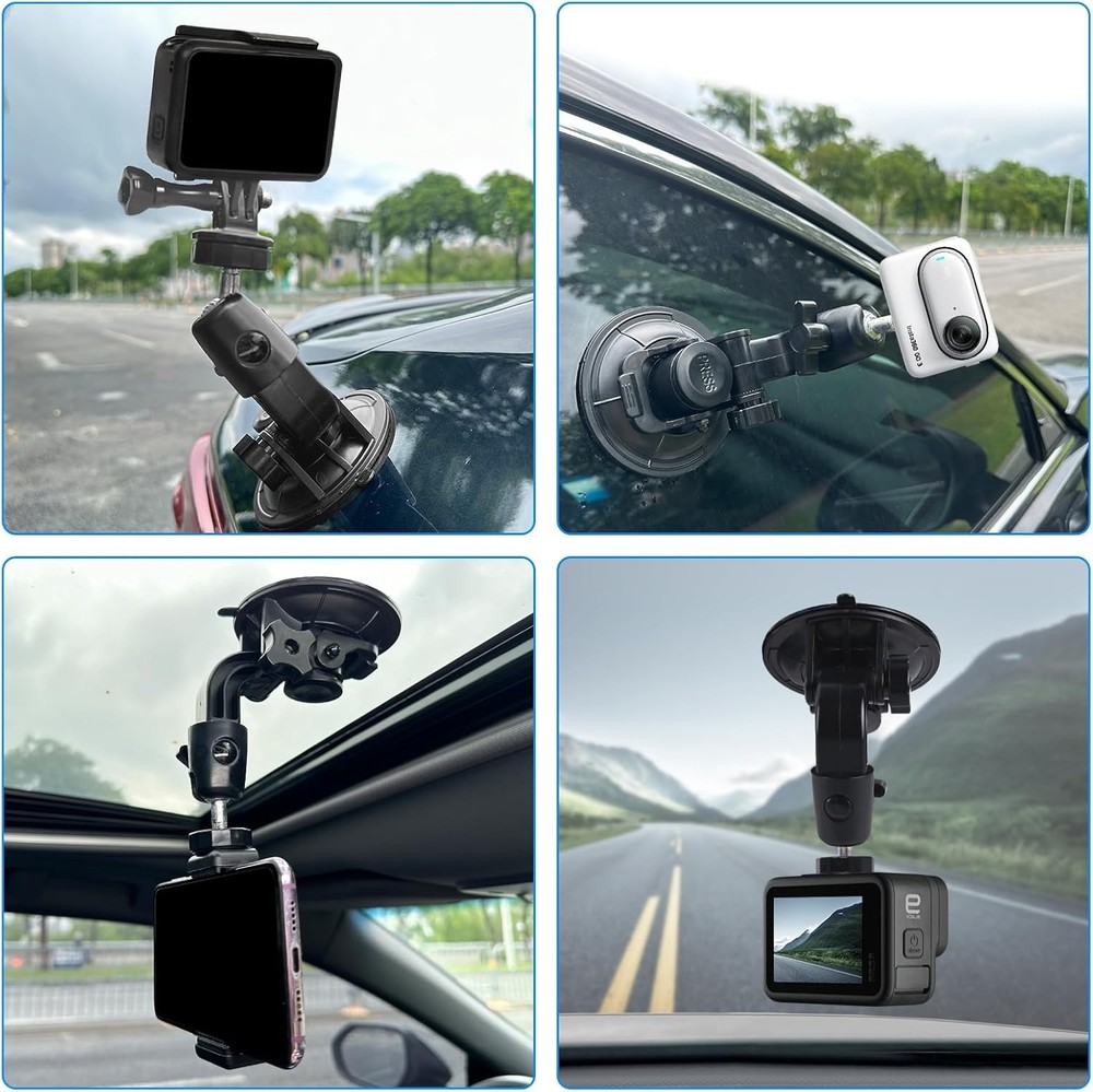 Dash Cam Suction Cup Mount Windshield Camera Holder Stand 9CM with Phone...