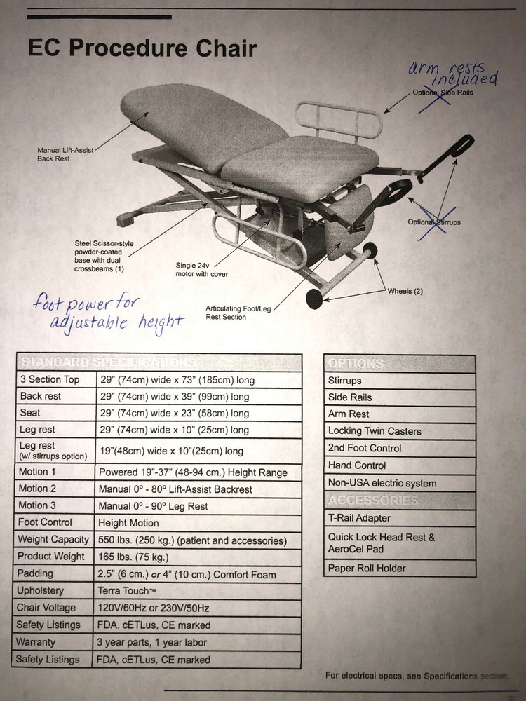 Oakworks EC Procedure Chair