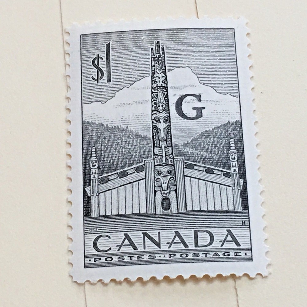 Two. Canada O32 $1 Totem Pole Stamps
