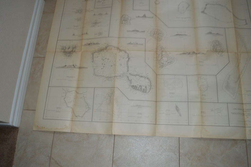 1944 Army WWII Long Range Air Navigation Chart Topographic Map Tuamotu