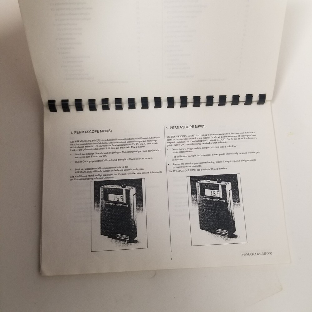 Fischer Technology Permascope MP0(S) Operating Instructions, 23 Pgs
