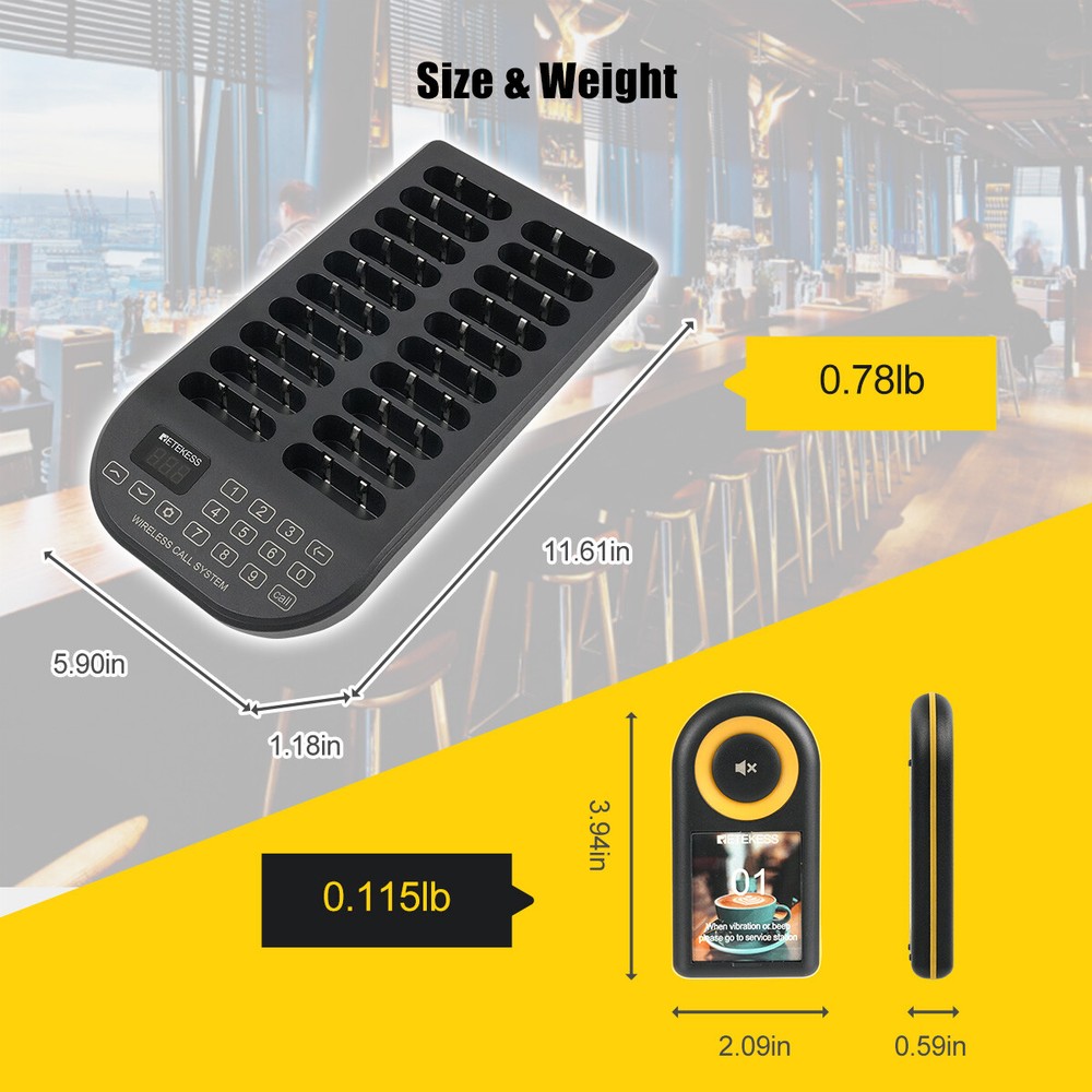 RETEKESS TD169 wireless calling system pager for restaurant PC function 20 Pager