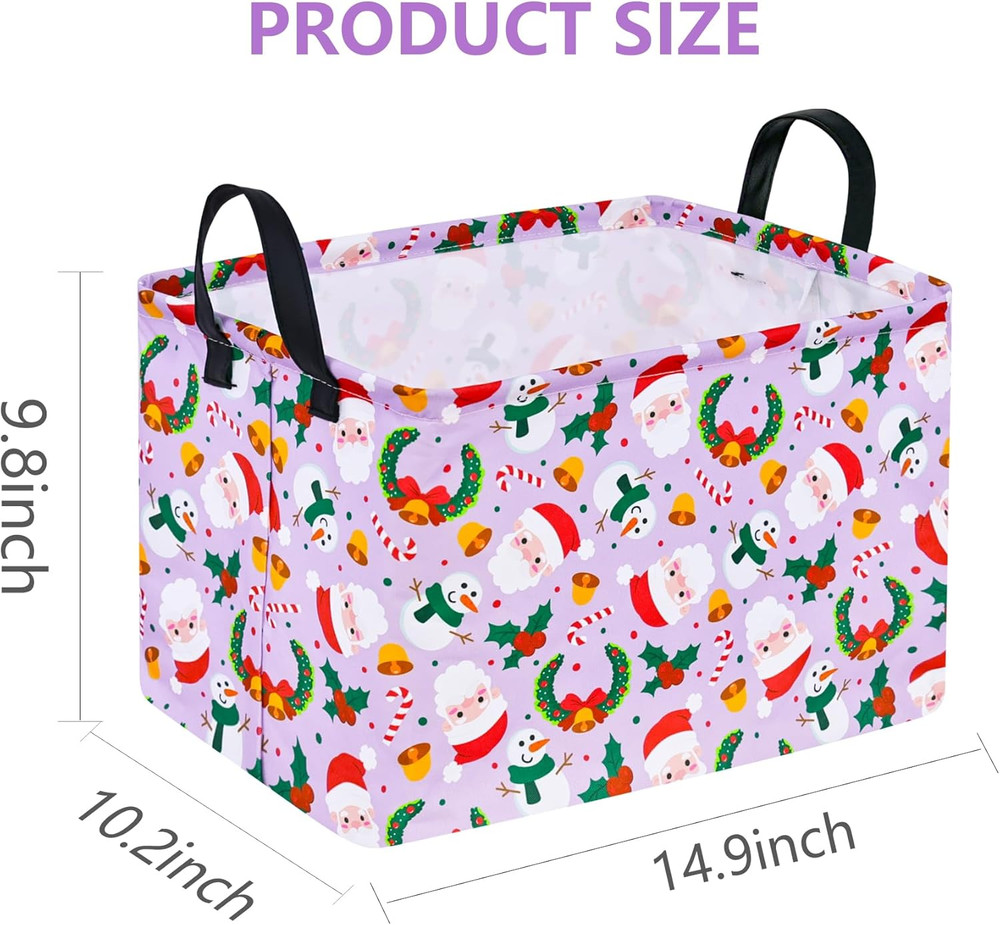 Rectangular Christmas Basket Storage Bin Collapsible Nursery Hamper Book Shel...
