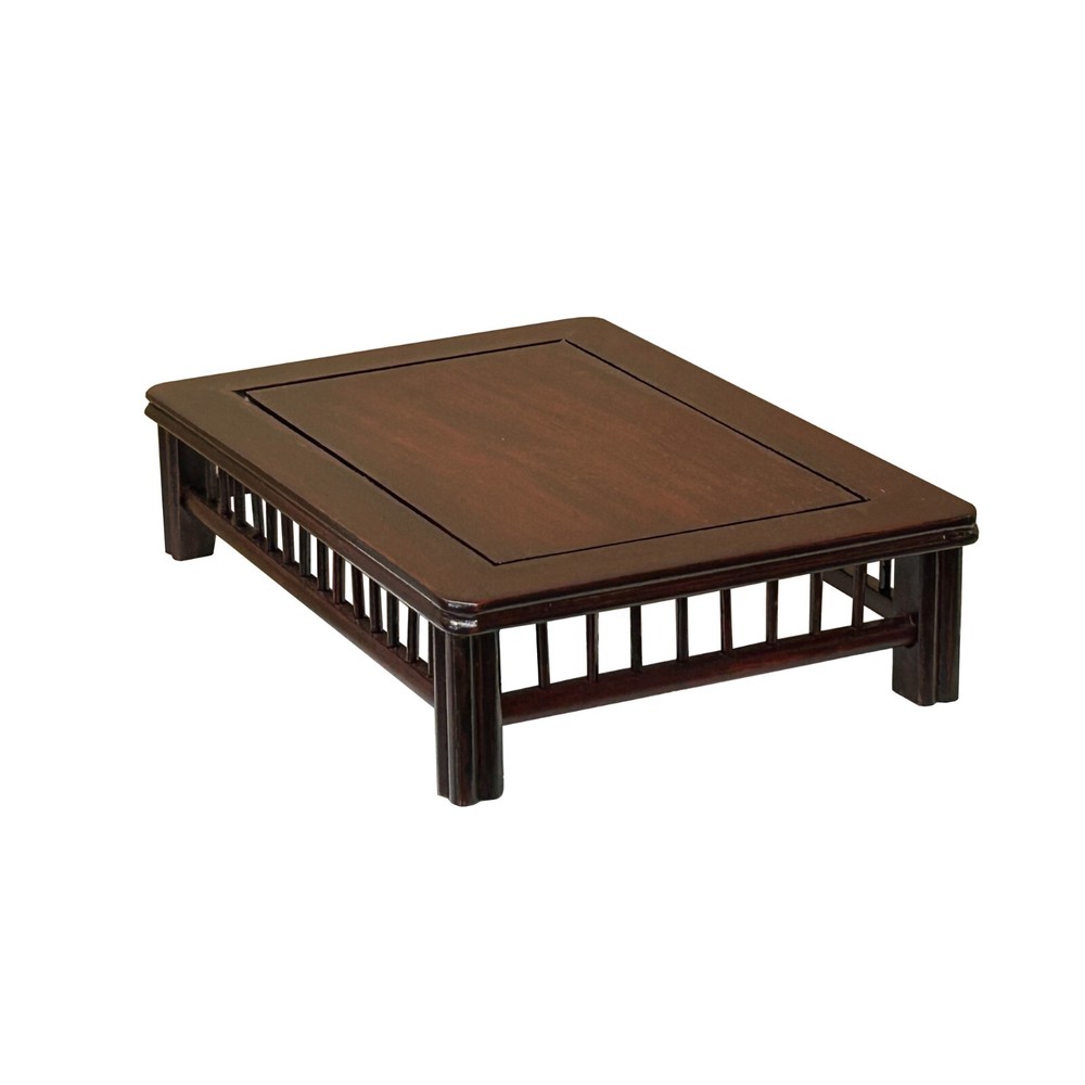 7" Brown Rectangular Simple Bar Pattern Wood Display Stand Riser st1014B