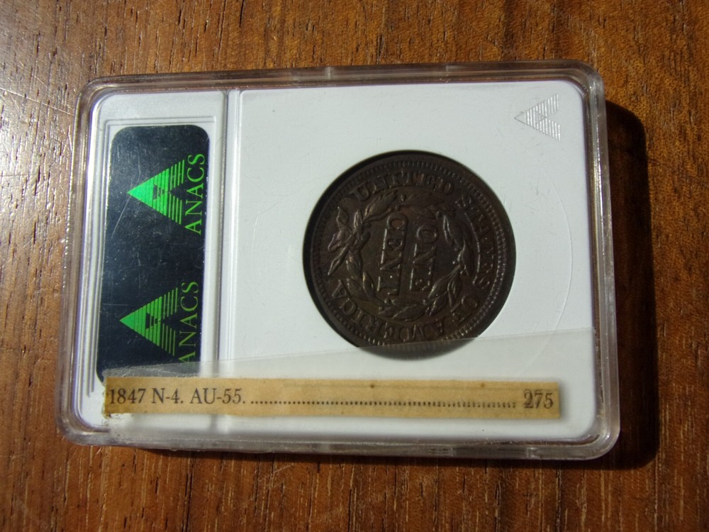 1847 ONE CENT N-4 NICE BOLD OVERDATE ANACS BETTER GRADE