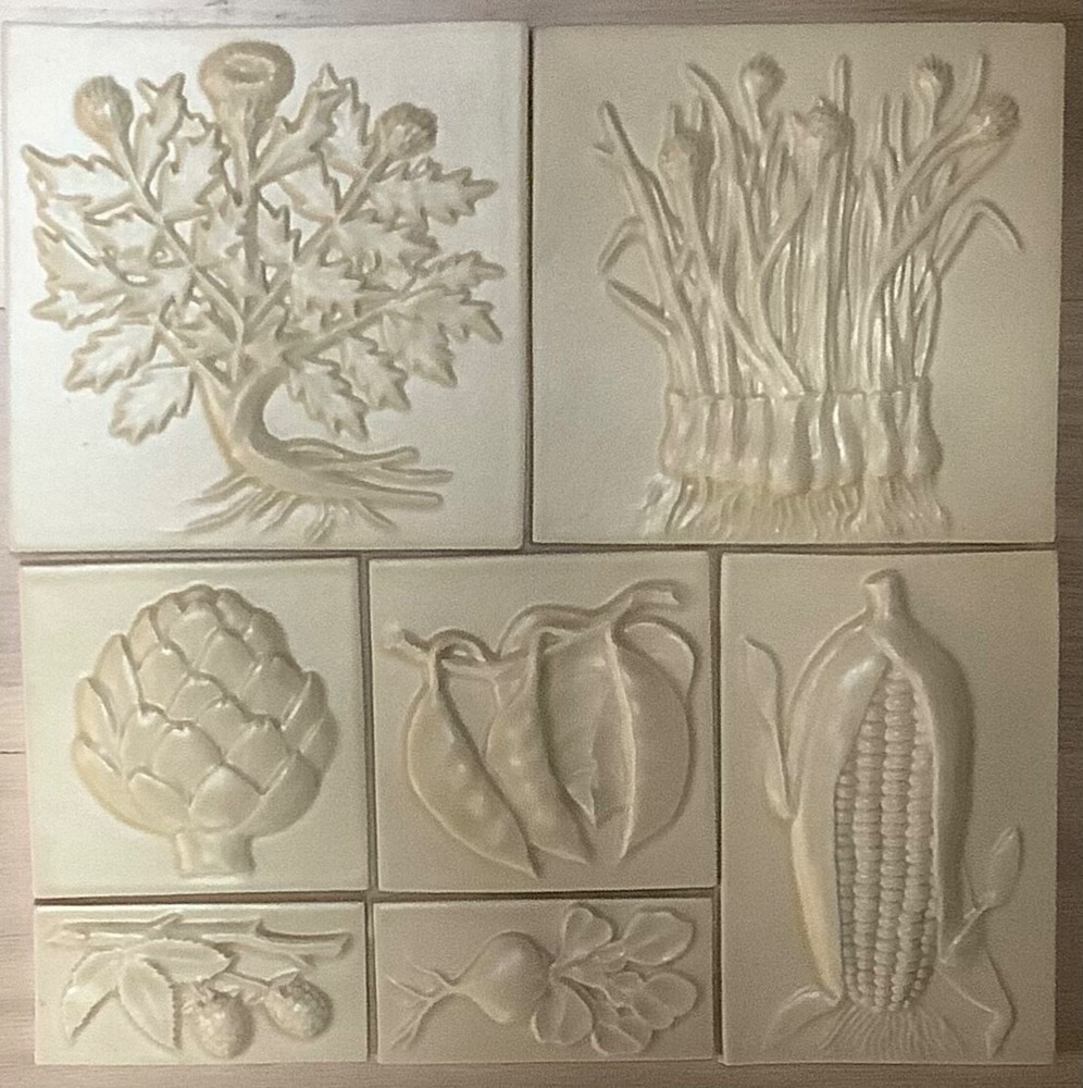 Pratt & Larson Handmade Decorative Relief Tiles 7 pcs