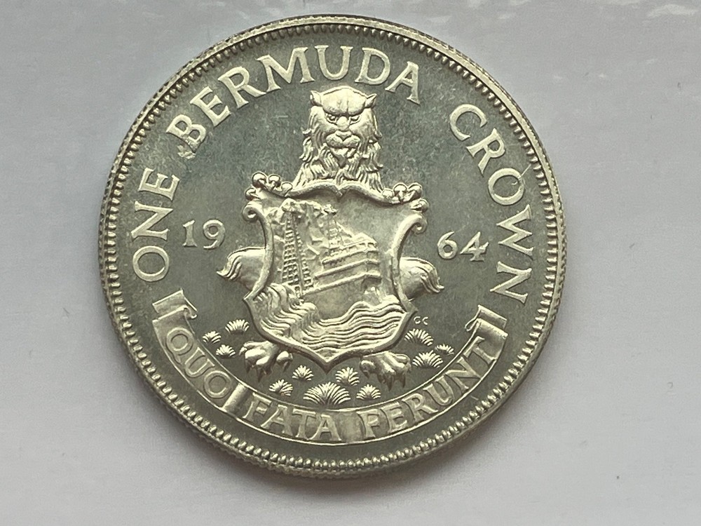 1964 BERMUDA Silver 1 Crown Coin