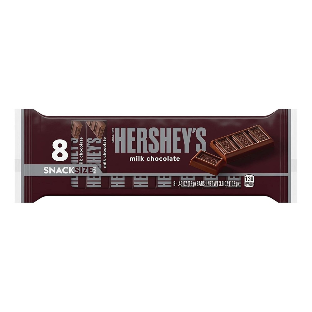 HERSHEY'S Chocolate Candy Bar, Snack Size, 0.45 Ounce, 8 CounT