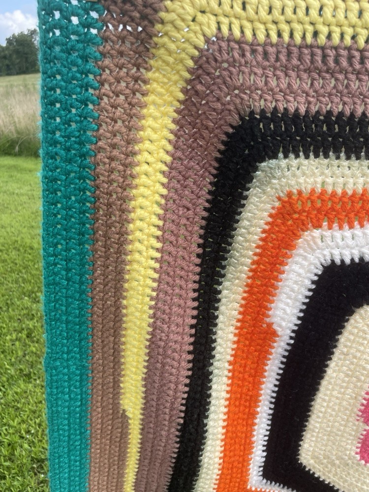 Handmade Pentagon Crocheted Afghan Or Throw In Chevron Pattern