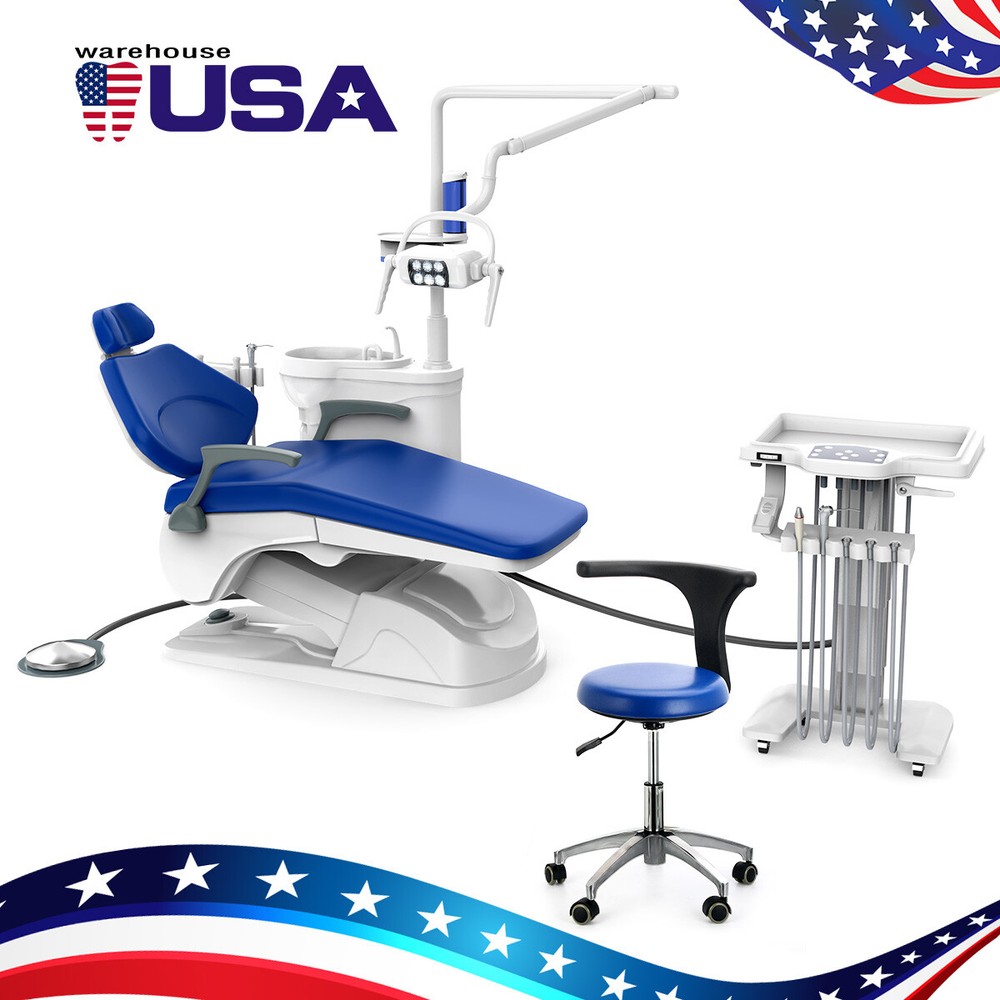 Dental Unit Chair Integral Computer Controlled DC Motor PU Leather + Stool FDA