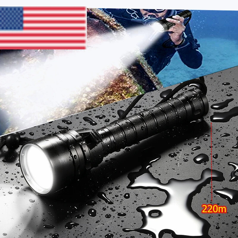 Diving Flashlight 3LED Scuba Dive Torch 300M Deep Underwater Waterproof Lantern