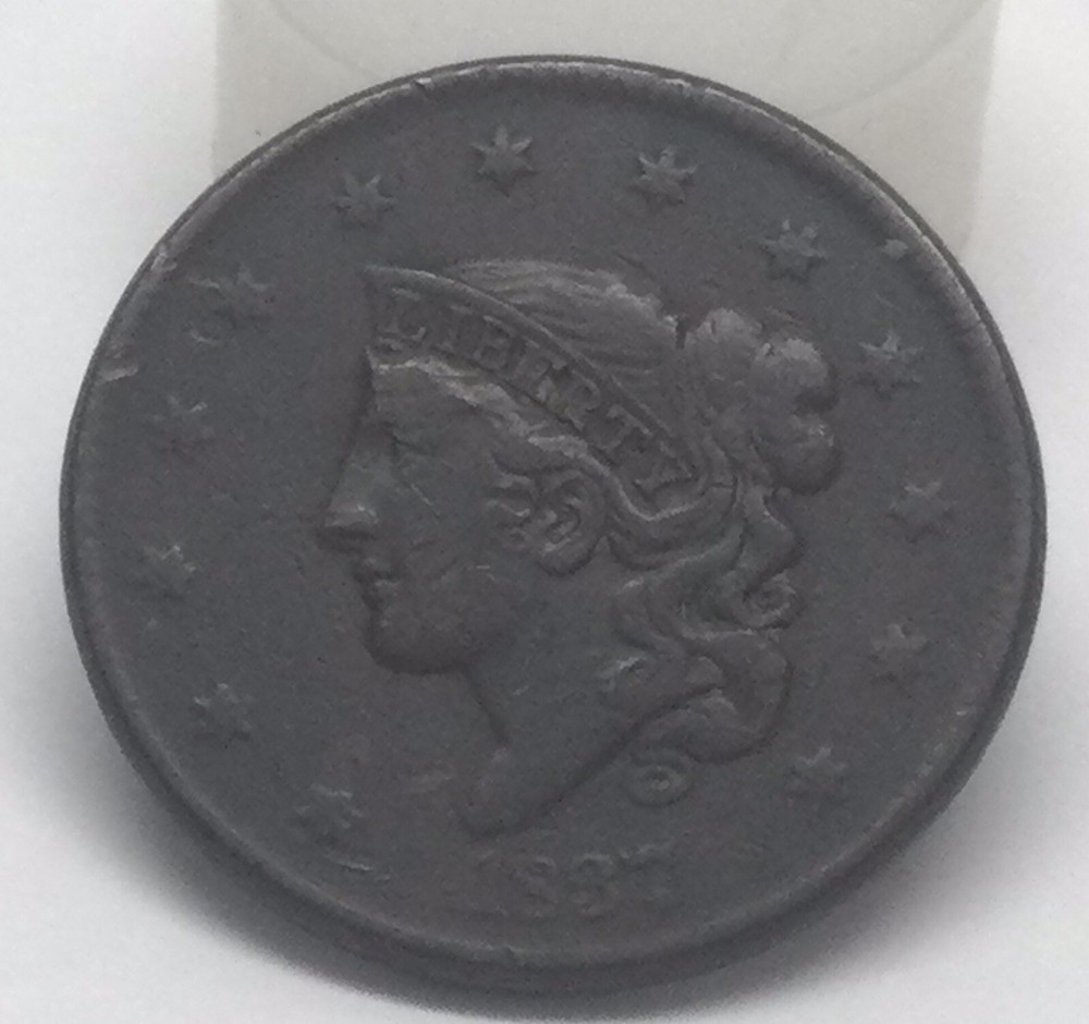 1837 Coronet Liberty Head Large Cent, Plain Cord- Medium Letters