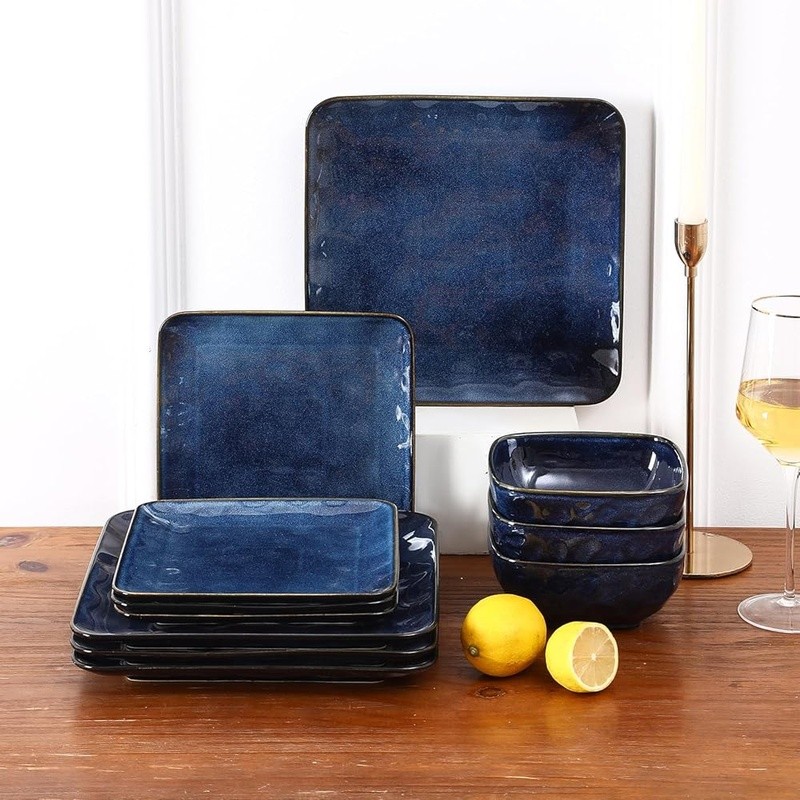 12 Piece Porcelain Dinnerware Set Stackable Dishwasher Safe Elegant Design New