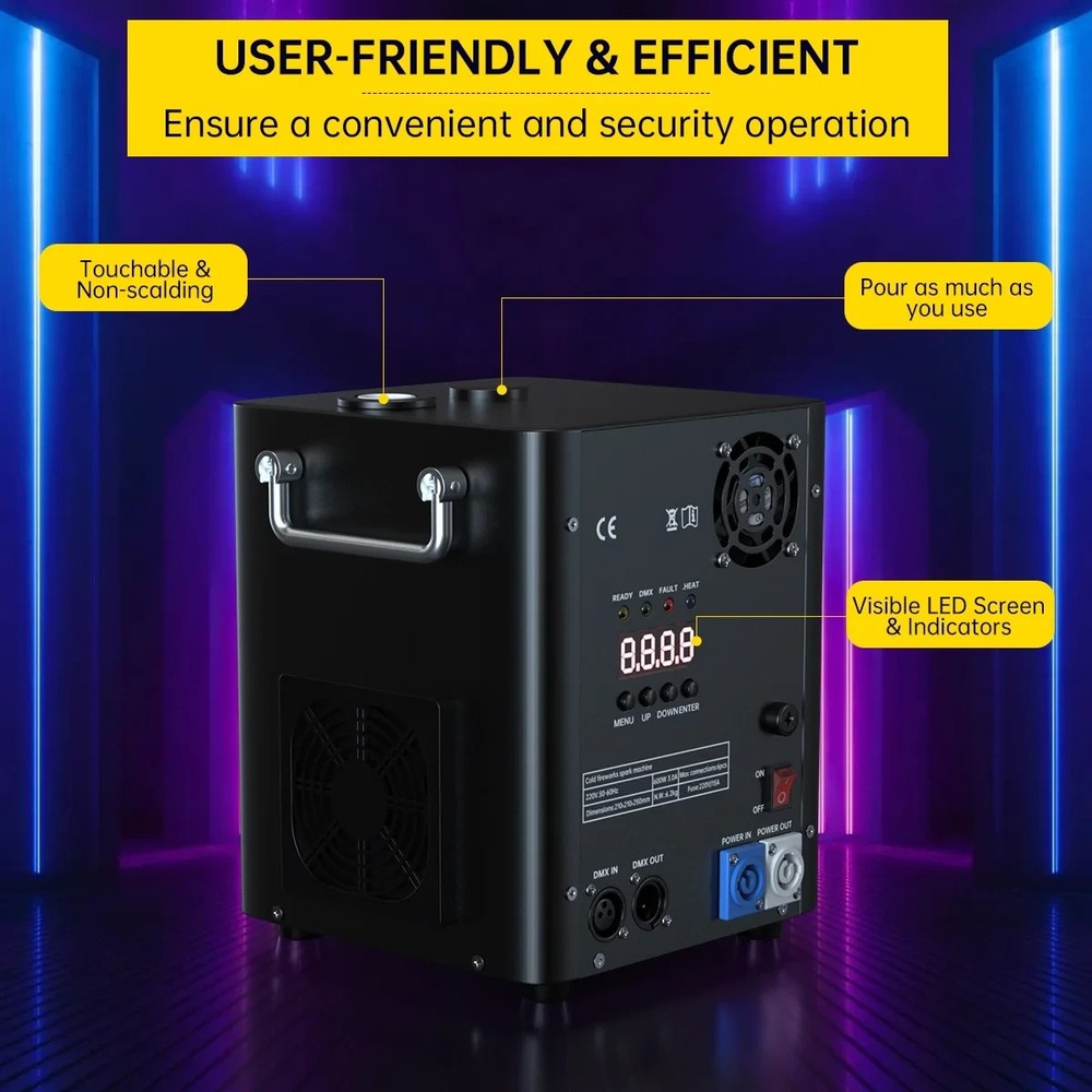 Cold Spark Machine 700W – Adjustable 5–13ft Spark Height, DMX Control System