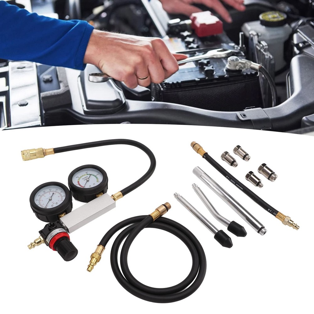 Cylinder Leak Tester, Petrol Engine Compression Dual Gauge Detection Tool for...