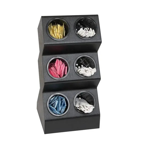 Dispense-Rite Black Polystyrene 6-Compartment Flatware Organizer w/ Insert