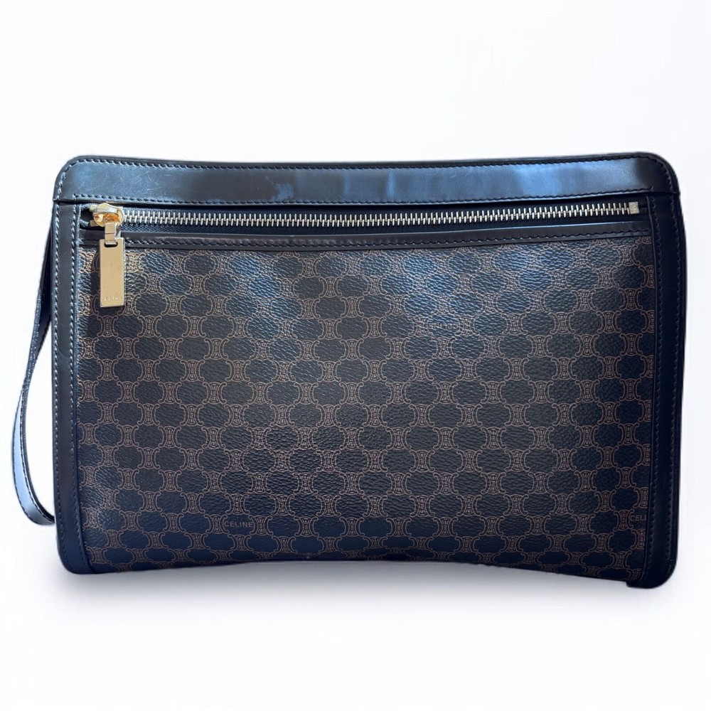 CELINE Clutch Bag Macadam Authentic