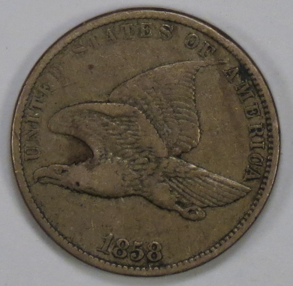 1858 Large Letter Flying Eagle Cent VF