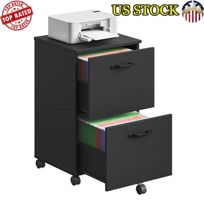 Rolling File Cabinet 2-Drawer Home Office Organizer Space Saving Printer Stand