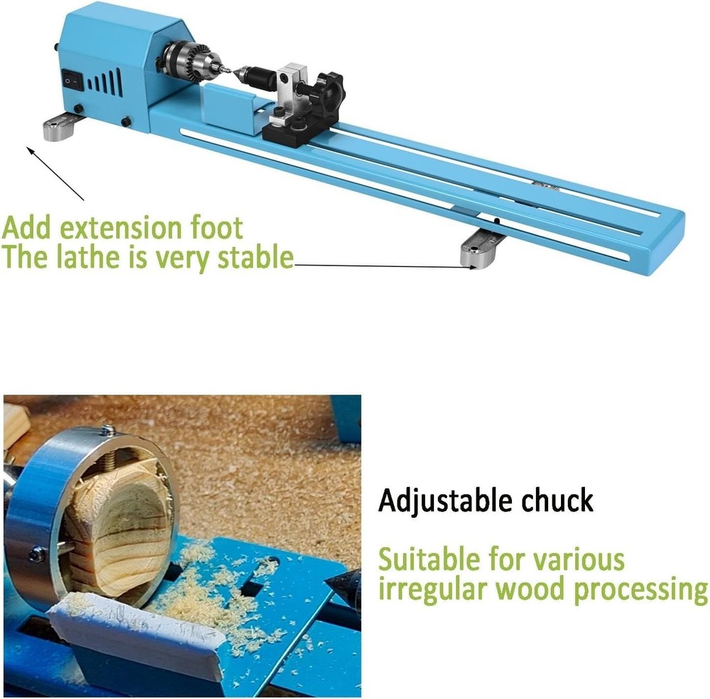 Mini Wood Lathe Machine Multi-Purpose Upgraded And Lengthened Processing