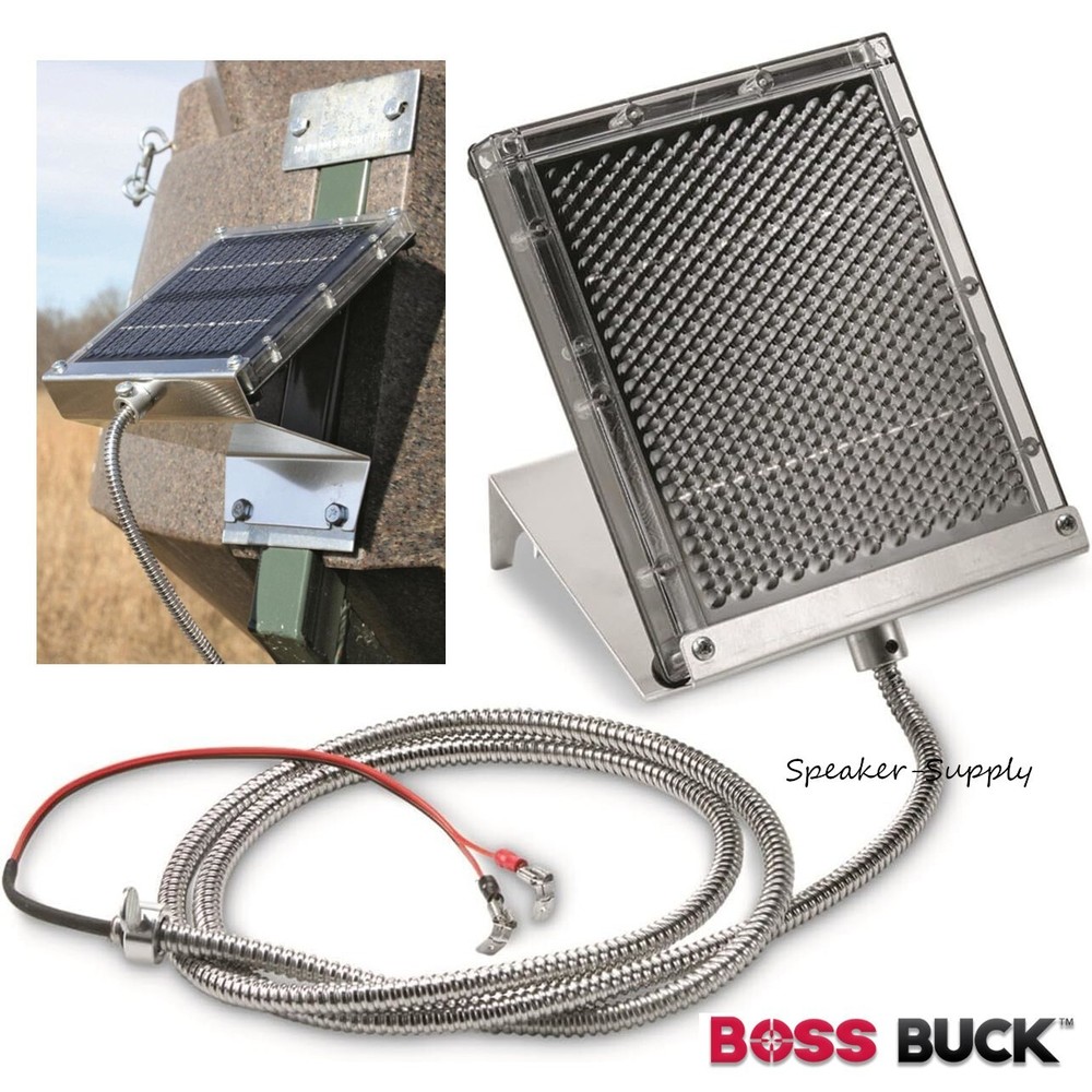 2 Boss Buck 12V Solar Panel Universal for Deer Feeder + Mounting Brackets Bundle